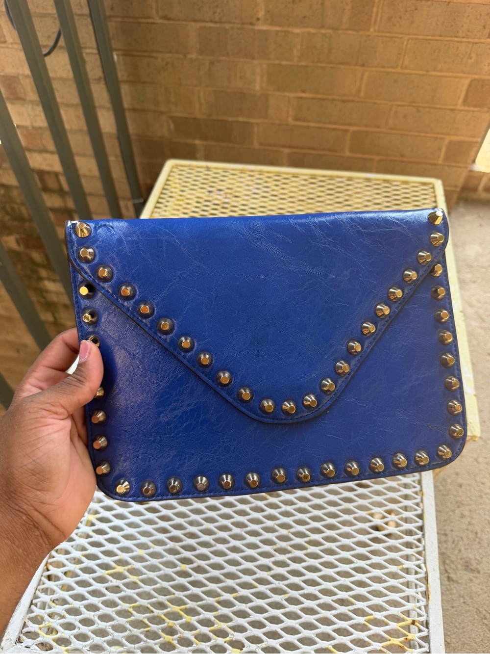 Blue Studded Envelope Clutch Project bag